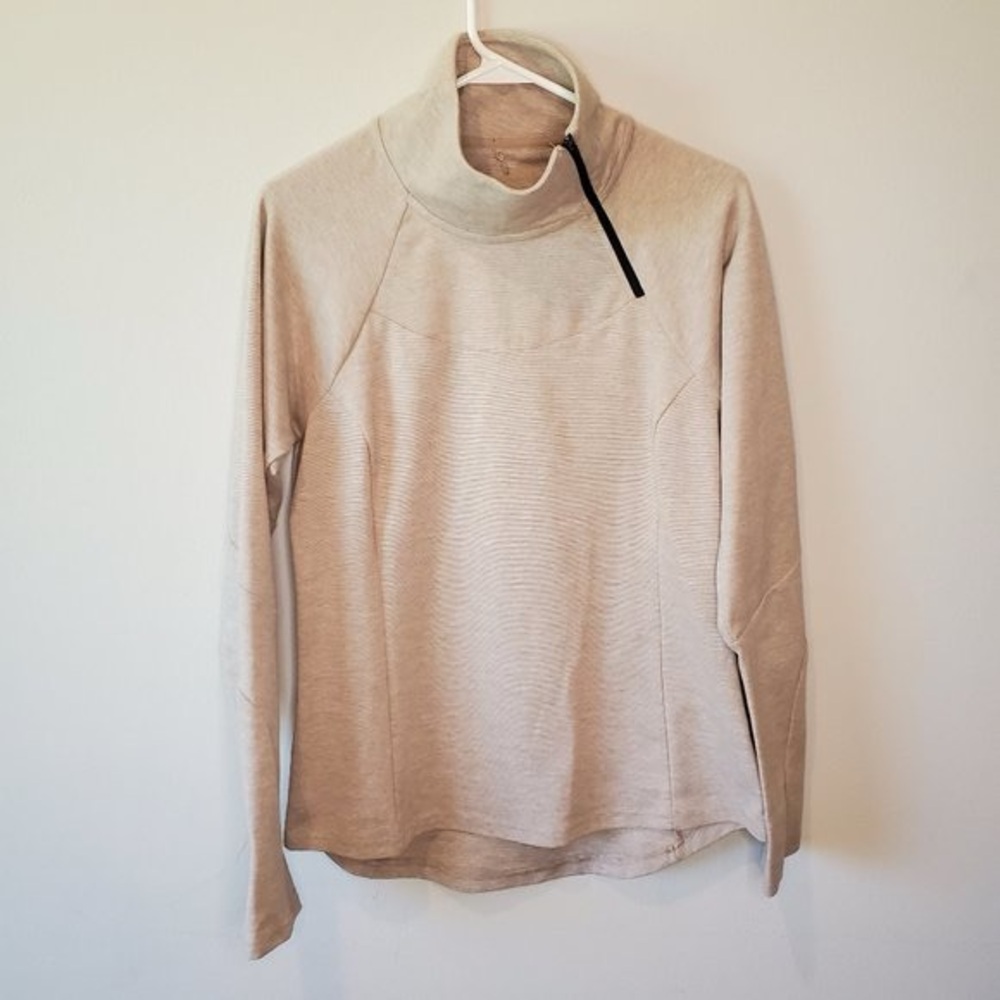Prana Light Tan High-Collar Sweatshirt